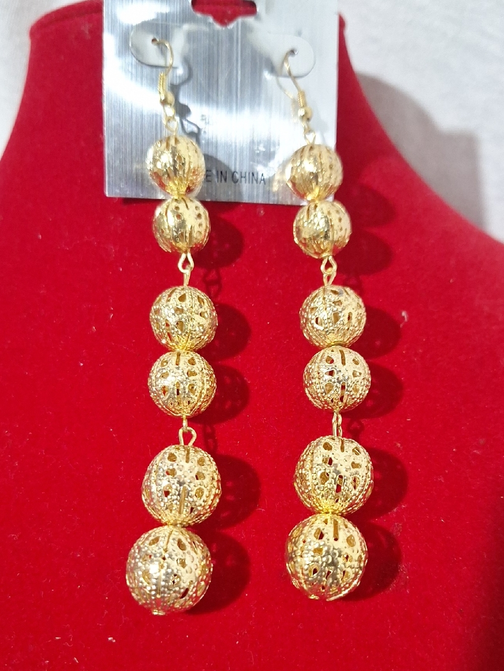 Gold Filigree Bead Drop Earrings - Elegant Women’s Jewelry